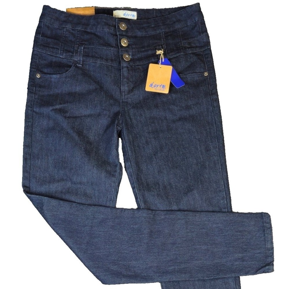Cotton On High Rise Denim‎ Jeans Button Fly Dark Slim Fit Womens 10 Stretch NEW